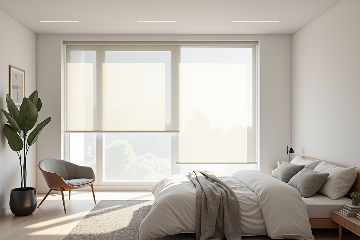 Chambre moderne avec Velux électrique et lumière naturelle