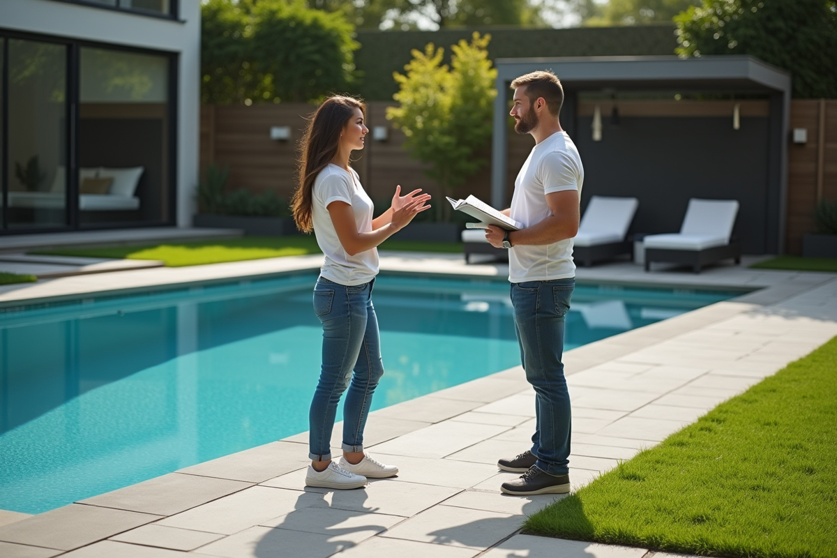 Jeune femme discutant avec un entrepreneur près d