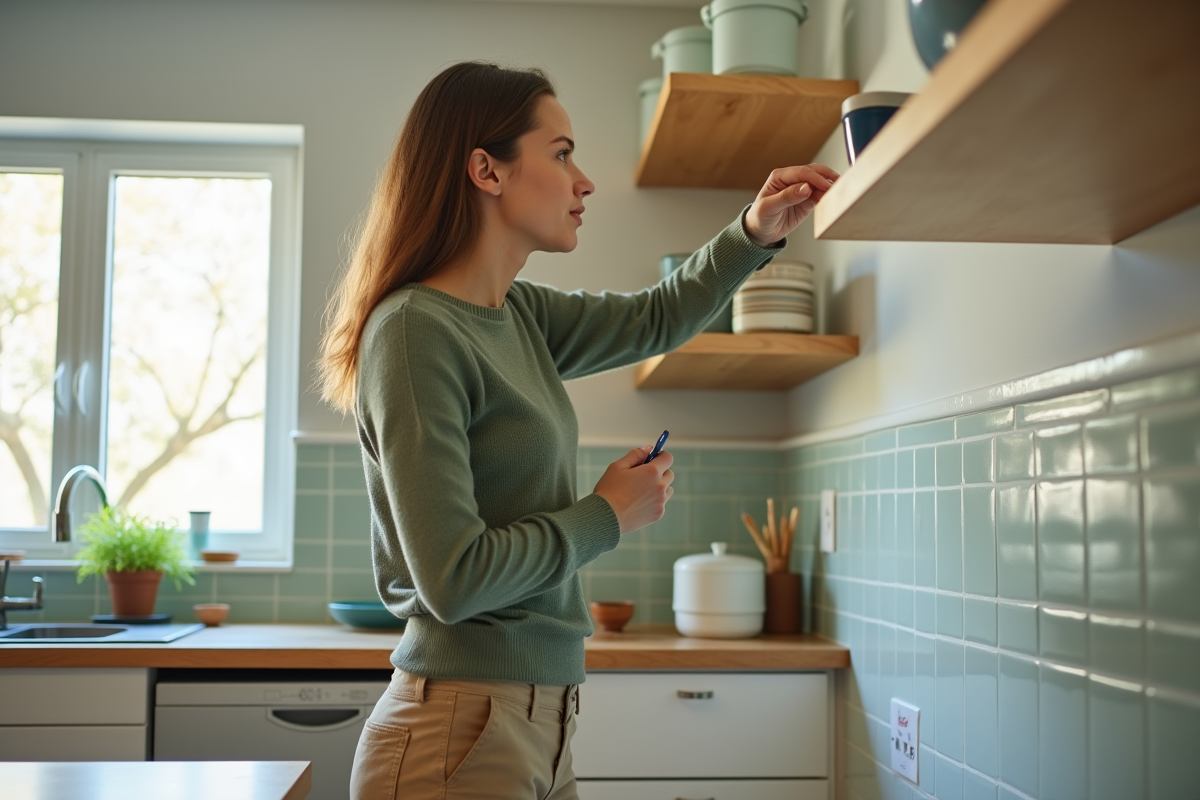 Jeune femme vérifiant une bouche d