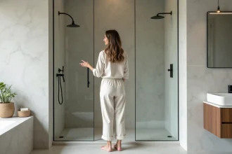 Cabine de douche design dans une salle de bain moderne élégante
