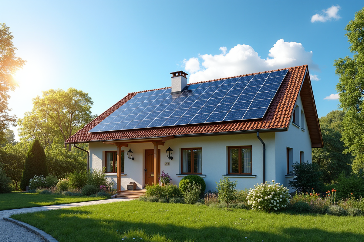 Panneaux solaires sur toit d